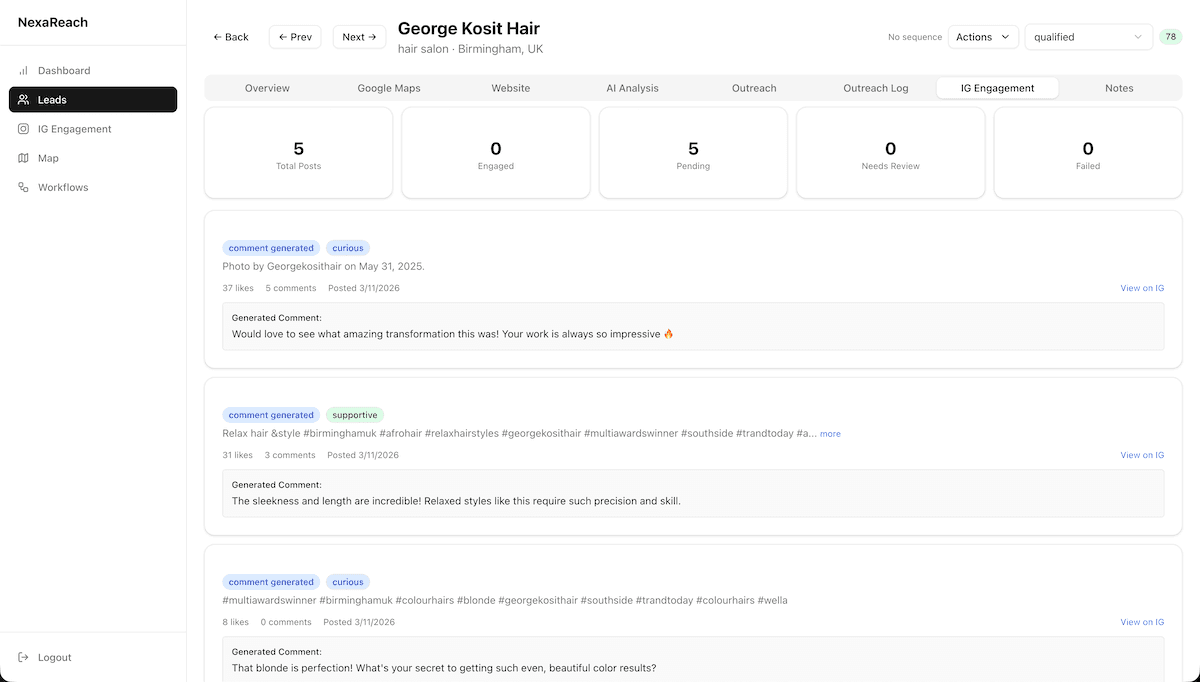 Instagram Warm-Up Engagement
